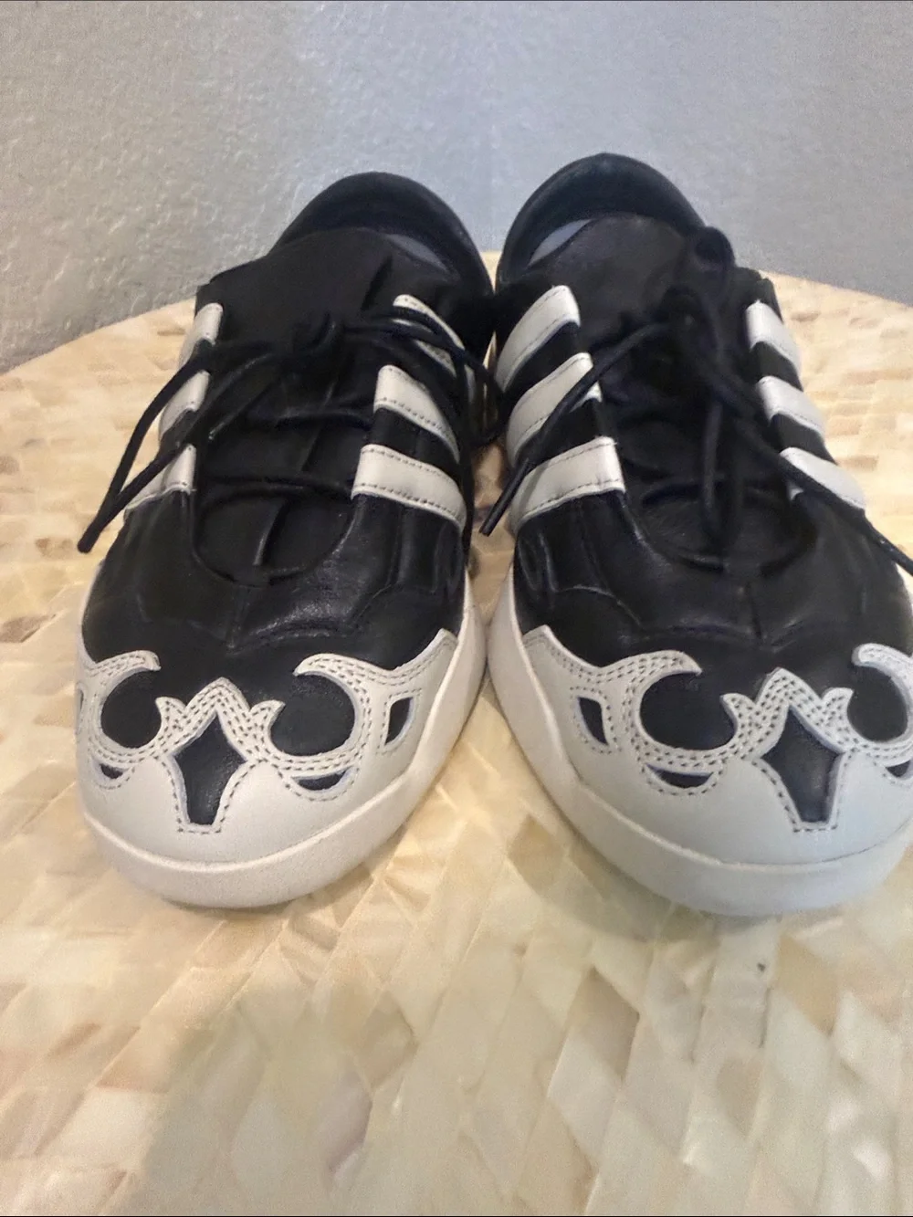 Yohji Yamamoto Black and White Striped Leather Sneakers size 5